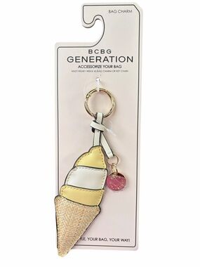 NWT BCBG Generation Ice Cream Cone Bag Charm - Yellow & Cream